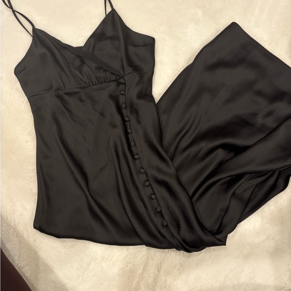 Zara Black Satin Midi Slip Dress